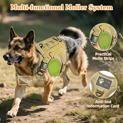 VavoPaw Heavy Duty Tactical Dog Harness for Medium Dog, No Pull Adjustable - Image 6
