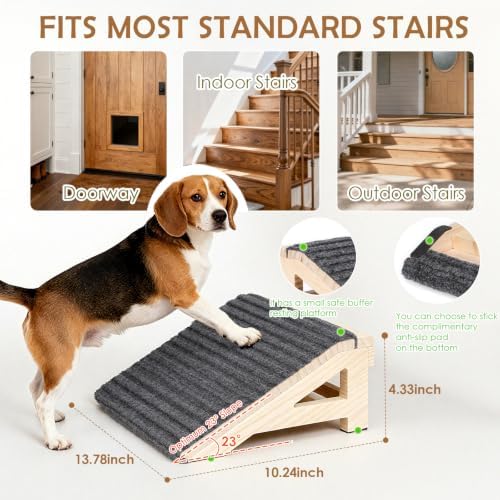 Wood Dog Ramp Stairs for Outdoor, Low Angle Dog Ramp for Stairs - Image 2