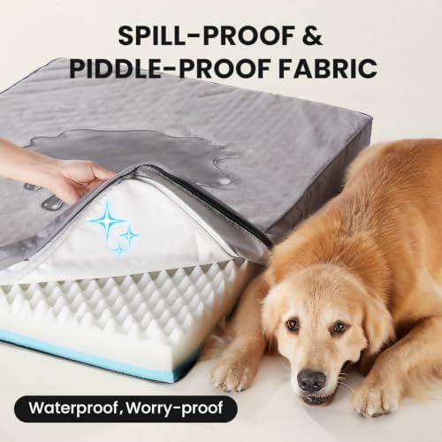 OhGeni Orthopedic Waterproof Large Dog Bed, Memory Foam, 41 inch(Gray) - Image 4