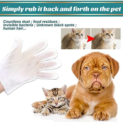 Pet Rinse Free Grooming Gloves, 10Pcs Pet Wipes for Dogs & Cats Wash Free Gloves, Cleansing Grooming with Plant Extract No Rinse Thick Extra Puppy Wipes - Image 3