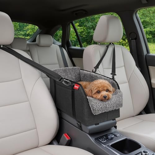 BurgeonNest Center Console Dog Car Seat for Small Pets to 11lbs, Grey by Lifelongfriendsbelovedfamily