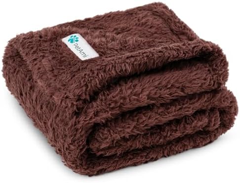 PetAmi Soft Plush Sherpa Dog Blanket for Pet Cat, Medium 29x40, Brown by PetAmi