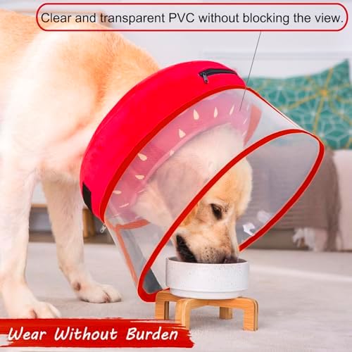 Inflatable Dog Cone Collar for Large Medium Small Dogs, Soft Dog Donut Collar Adjustable Recovery Cone for Pets After Surgery, Extra Enhanced Anti-Licking Guard Shield for Pets (ML, Strawberry) - Image 5