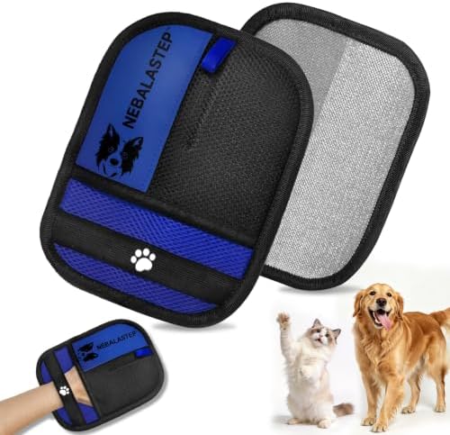 NEBALASTEP Pet Hair Remover Gloves Brush for Dogs & Cats,Electrostatic Reusable Pet Hair Remover Tool for Laundry,Clothing,Couch,Carpet,Car Seat,Upgraded Animal Fur Removal Tool (Blue, Type 1) by Unknown