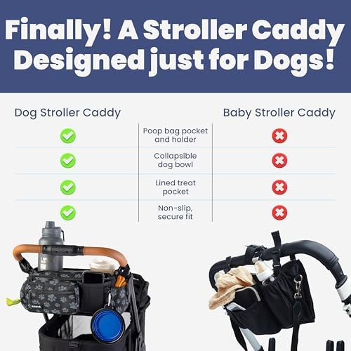 Dog Stroller Caddy Organizer with 2 Insulated Cup Holders & Treat Pocket - Image 2