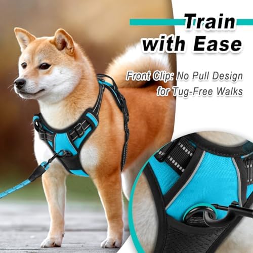 BARKBAY Dog Harness No-Pull Pet Harness Adjustable Outdoor Pet Vest 3M Reflective Oxford Material Vest for Dogs Easy Control for Small Medium Large blue Dogs (M) - Image 2