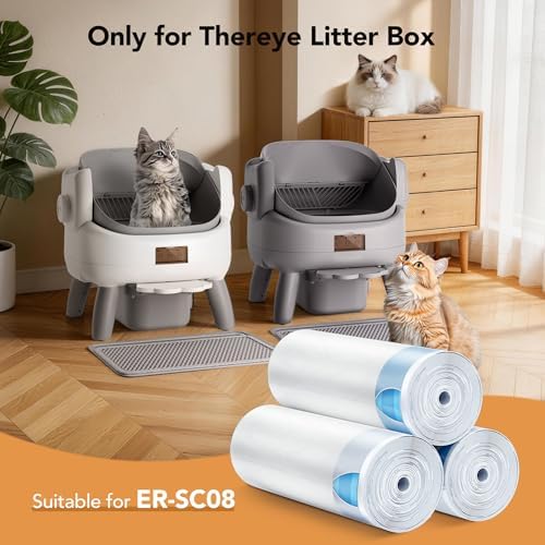 Thereye Cat Litter Box Liner - 60PCS Heavy Duty Drawstring Trash Bags for Thereye ER-SC08 Automatic Self-Cleaning Boxes, Extra Thick Leakproof, 3 Rolls (20 Bags/Roll) - Image 2