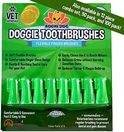 Bodhi Dog Finger Toothbrush for Dogs & Cats - Puppy Toothbrush with Soft Flexible Silicone Bristles, Gentle for Sensitive Gums, Promotes Healthy Teeth & Gums, Easy Teeth Cleaning Tool (8 Count) by BodhiDog