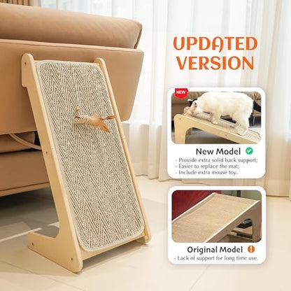 PETKARAY Cat Scratcher, Sisal Scratching Ramp, L Shape Cat Scratch Pad for Indoor Cats, Wall Furniture Protector Large Size - Image 2