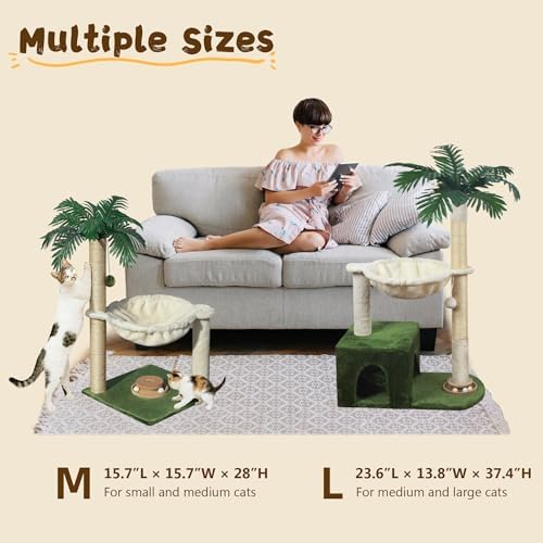 Fantasreen Cat Tree 38'' Tower with Large Hammock, Track Balls for Indoor Cats - Image 5