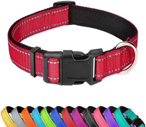 Reflective Dog Collar, Adjustable Soft Neoprene Padded,Red,XS by PWOD