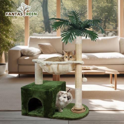 Fantasreen Cat Tree 38'' Tower with Large Hammock, Track Balls for Indoor Cats - Image 6
