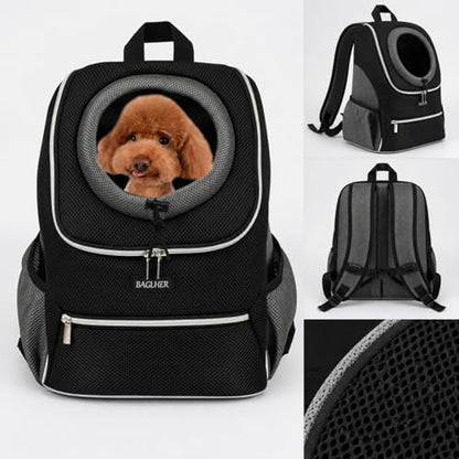 BAGLHER Dog Carrier Backpack for Small Dogs - Front Breathable Pet Backpack with Safety Buckle, Adjustable Hands-Free Design for Hiking, Cycling, Camping & Outdoor Use - Black, Size Large 10-14 lbs - Image 5