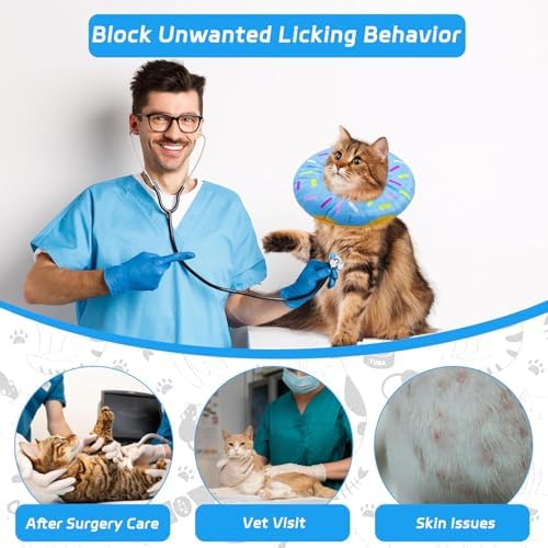 Seyezo Cat Cone Collar Soft, Adjustable Cat Recovery Collars, Donut Blue, S - Image 6