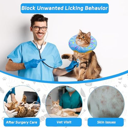 Seyezo Cat Cone Collar Soft, Adjustable Cat Recovery Collars, Donut Blue, S - Image 6
