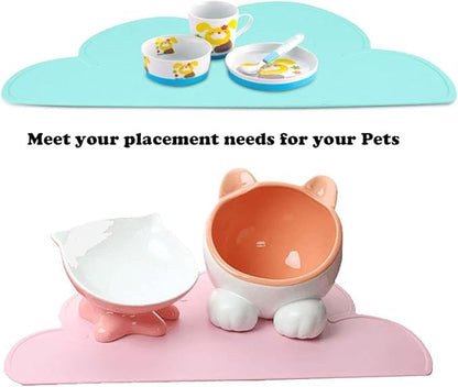 Love Dream Silicone Pet Feeding Food Mat with Raised Edge, Anti-Slip Waterproof Pet Bowl Mat Placemat for Dog and Cat (Green)
