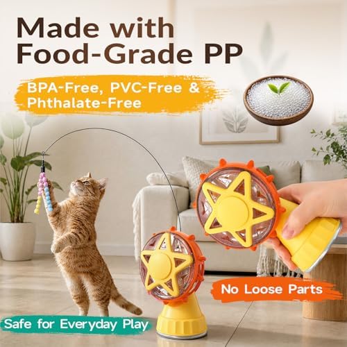 Interactive Cat Toy Ferris Wheel Treat Dispenser - Slow Feeder Puzzle Toy with Strong Suction Cup & Teaser Wand - Mental Stimulation Enrichment Toys for Indoor Cats & Kittens - Image 5