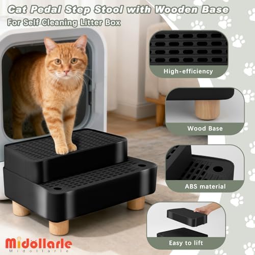 Adjustable Cat Ramp for Litter Box, 2-Step Litter Trapper, Black - Image 2