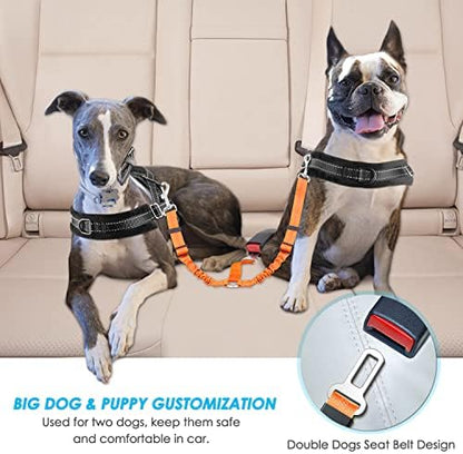 SlowTon Double Dog Seat Belt for Car with Elastic Bungee Buffer, Adjustable - Image 2