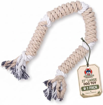 Pacific Pups Products Natural Color Dog Rope Toy for Large Dogs — 27" | Rope Toys for Aggressive Chewers | Heavy Duty Cotton Tug Toy | Benefits Dog Rescue - Image 2
