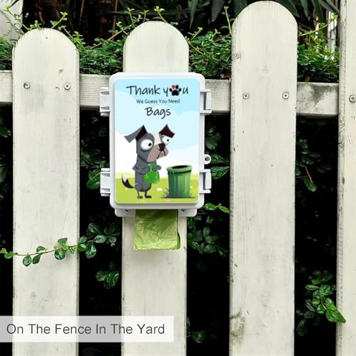 Dog Poop Bag Dispenser Wall Mounted Waterproof Outdoor Pet Waste Bags Dispenser Station with Cute Doggie Poo Images Post, Pole, Fence Mountable fits Home, Porch, Patio, Yard（colored,only dispenser) - Image 2