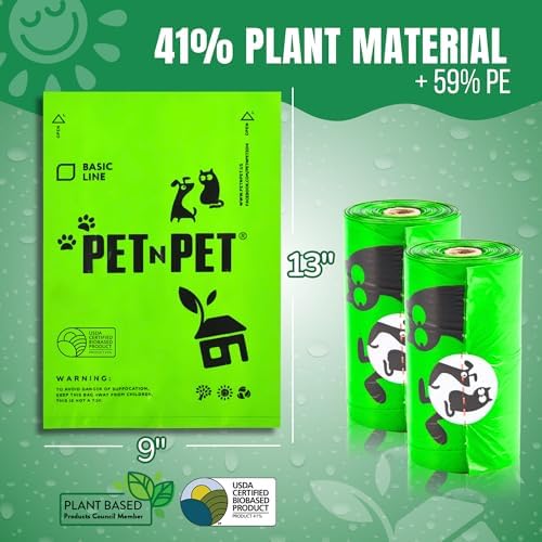 Pet N Pet Dog Poop Bags Rolls, 540 Count, Plant Based, Unscented, Green - Image 2