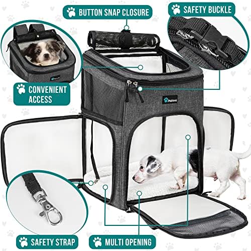 PetAmi Dog Backpack Carrier, Airline Approved 4-Way Entry Cat Bag, Charcoal - Image 3