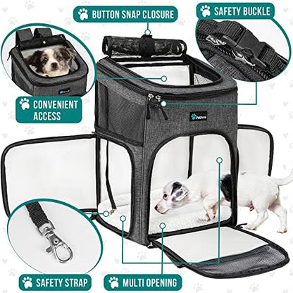 PetAmi Dog Backpack Carrier, Airline Approved 4-Way Entry Cat Bag, Charcoal - Image 3