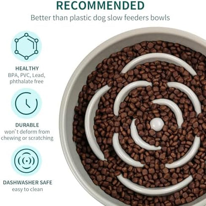 Grey Ceramic Dog Bowl Slow Feeder for Medium and Large Breed,1.5 Cup 8.26 in Slow Feeding Bowl,Puzzle Dog Food Bowl for Fast Eater,Maze Dish for Fast Eater - Image 4