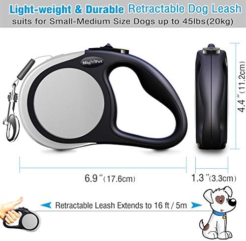 Heavy Duty Retractable Dog Leash-16ft Strong & Durable Walking Leash for S to L Dogs up to 45/115 lbs, Upgraded Lock System, Non Slip Grip, Tangle Free (Grey, Small/Medium) - Image 3