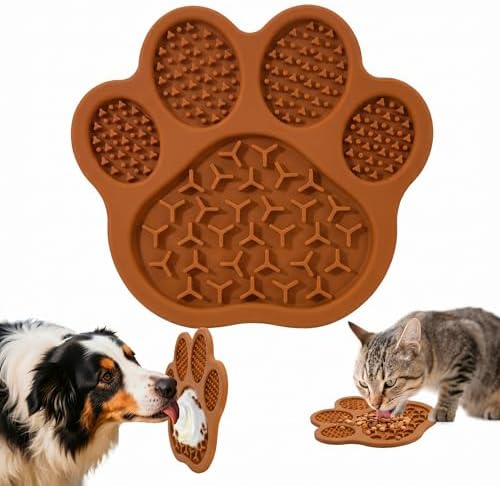 Lick Mat for Dogs & Cats, Slow Feeder Pad with Suction Cups Brown by PawSailor
