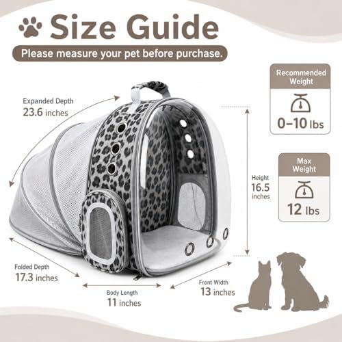 Expandable Cat Carrier Backpack with Bubble Window, Black and White - Image 6