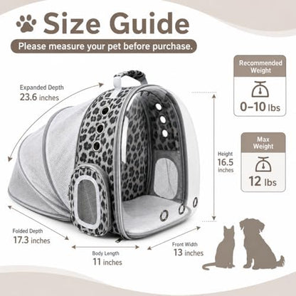 Expandable Cat Carrier Backpack with Bubble Window, Black and White - Image 6
