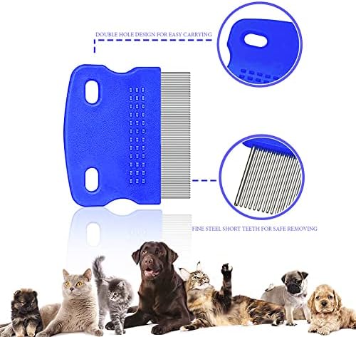 SKYPIA Multipurpose Fine Tooth Grooming Comb - 3 Packs, for Dogs, Cats, Puppies, Kittens, Removes Fleas, Ticks, Lice, Dandruff, and Hair Lice (Blue) - Image 4