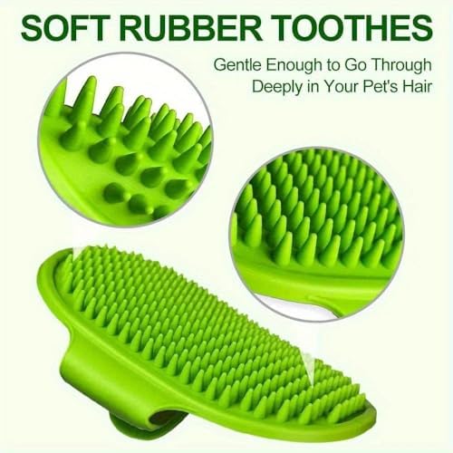 Silicone Pet Grooming Brush for Dogs & Cats – Soft Bath Brush, Gentle Deshedding & Massage Tool, Adjustable Hand Strap, Use Wet or Dry for Short & Long Hair Pets (Green) - Image 3