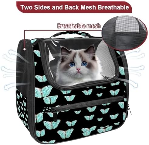 Butterfly on Black Background Pet Travel Carrier | Ventilated Comfortable Design with Safety Features | Ideal for Small to Medium Sized Pets Cats, Dogs etc - Image 2