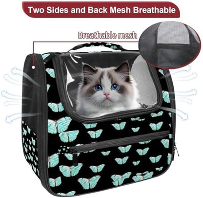 Butterfly on Black Background Pet Travel Carrier | Ventilated Comfortable Design with Safety Features | Ideal for Small to Medium Sized Pets Cats, Dogs etc - Image 2