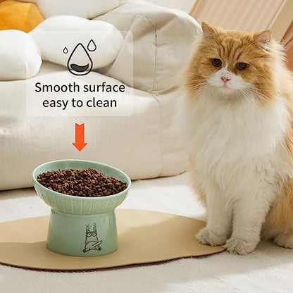 6.5 Inch Tilted Elevated Cat Bowls, Ceramic Extra Wide Raised Cat Bowl Set - Image 2