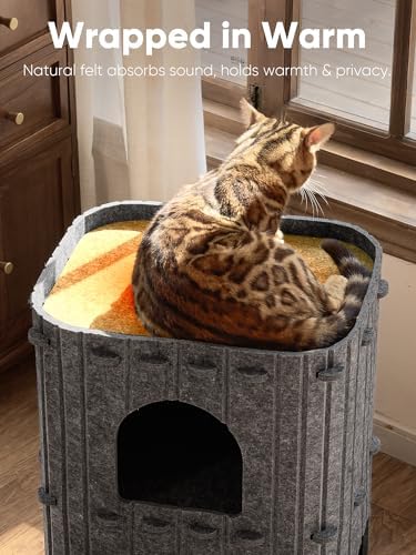 FUKUMARU Cat House for Indoor Cats, Warm Felt Cat Bed, Scratch Resistant - Image 5