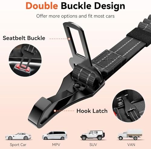2Pcs Dog Seat Belt, Dog Car Seat Belt Bungee for Pet, Black - Image 2