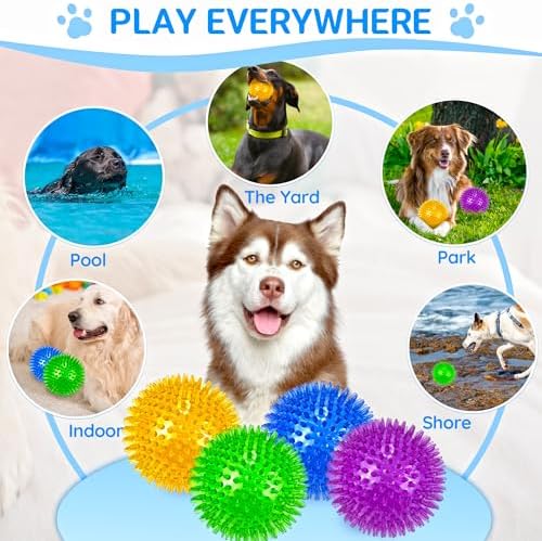 LECHONG 4-Pack Large Squeaky Dog Balls, 4.5" Rubber Spiky Dog Balls for Large Medium Aggressive Chewers Teeth Cleaning, Chew Toy for Training & Boredom Buster - Image 7