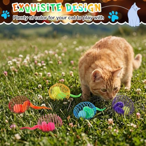 Jecery 5 Pcs Cat Toys Spring,Caterpillar Bouncy Ball,Multicolor - Image 4