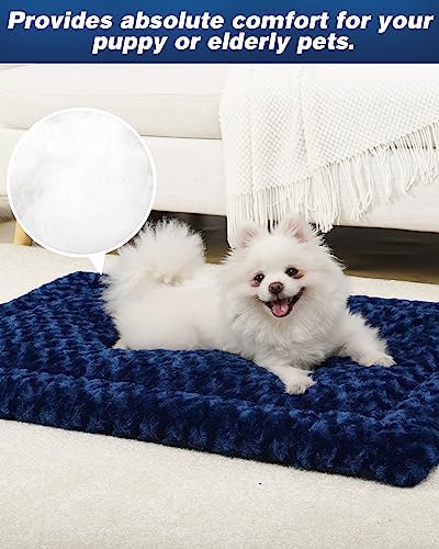 Exsnugy Washable Dog Bed Mat Medium Size Fluffy Pet Crate Pad 30x19 - Image 4