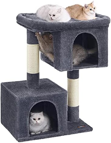 Feandrea Cat Tree, 40.6-Inch Tall Cat Tower, Cute Plush Condo, Smoky Gray by FeandreabySONGMICSHOME