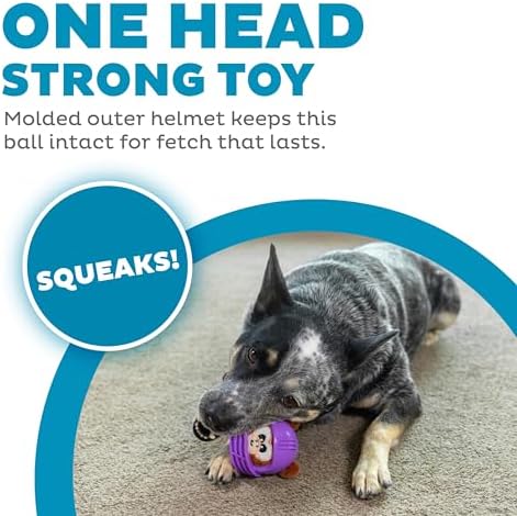 Outward Hound Helmet Headz Monkey Dog Toy, Plush Squeaky Fetch Ball, Durable Dog Toy for Active Play, Multicolored, Small - Image 2
