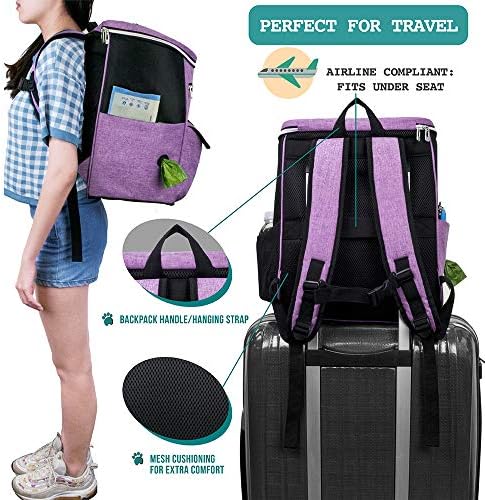 PetAmi Dog Travel Backpack 27L Airline Approved Pet Supplies Bag, Purple - Image 5