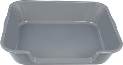2 Pack of Extra Large Cat Litter Box (ABS Material), Low Entry Senior Litter Pen for Geriatric Kitty Big Cats, Jumbo Pet Safe Litter Boxes Tray for Indoor Pets Potty (Gray, 24" L x 20" W)