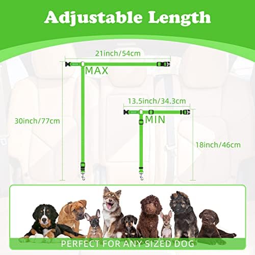 BWOGUE 2 Pack Dog Seat Belt for Car, Green Headrest Restraint Safety Strap - Image 4
