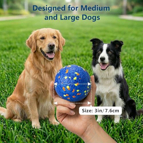Dog Ball Toys Dog Tennis Ball for Aggressive Chewers Indestructible Bouncy Lightweight Water Toy Fetch Ball for Large Medium and Small Dog - Image 3