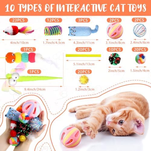 Shappy 150 Pcs Cat Toys Bulk Pack for Indoor Cats, Mice Balls,Funny - Image 2